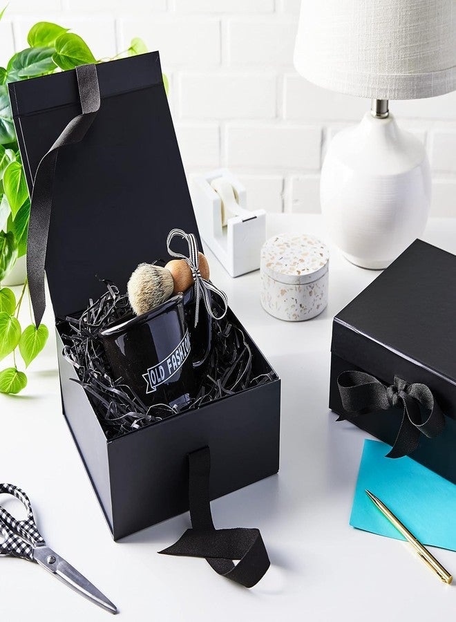 Aakriti Black Foldable Rakhi Gift Box Empty Gift Box with Satin Ribbon, Multipurpose Hamper Box Holds upto 5 kg Reuse Gift Boxes Box for Gift Packing (Small 18 x 17 x 9 cm, Black Matte Finish 1Pcs) - Image 4